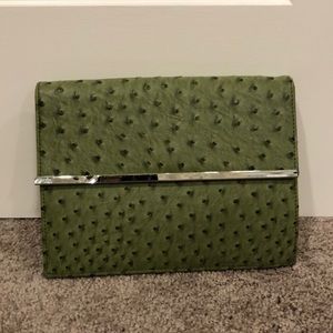 Green Ostrich Skin Lookalike Clutch